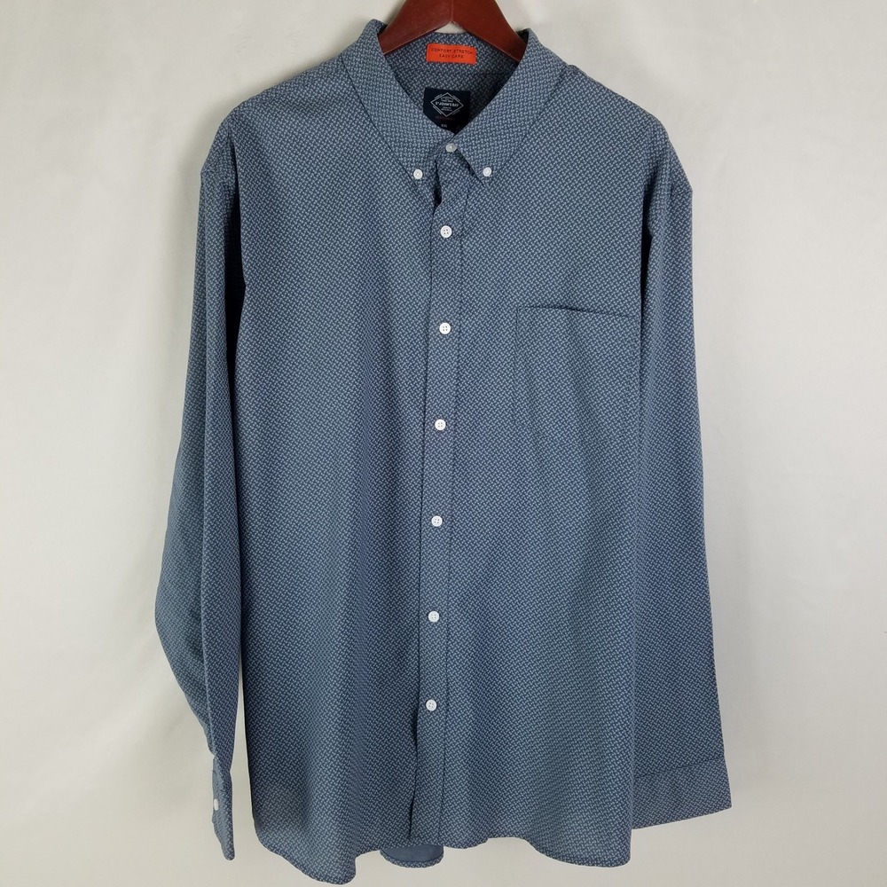 St Johns Bay Mens Blue Anchor Print‎ Button Down Long Sleeve Shirt Size XXL
